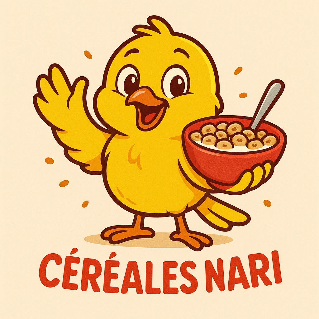 La mascotte du magaisn "céréales nari " doit être un canarie jaune joyeux !! Cree le emoji