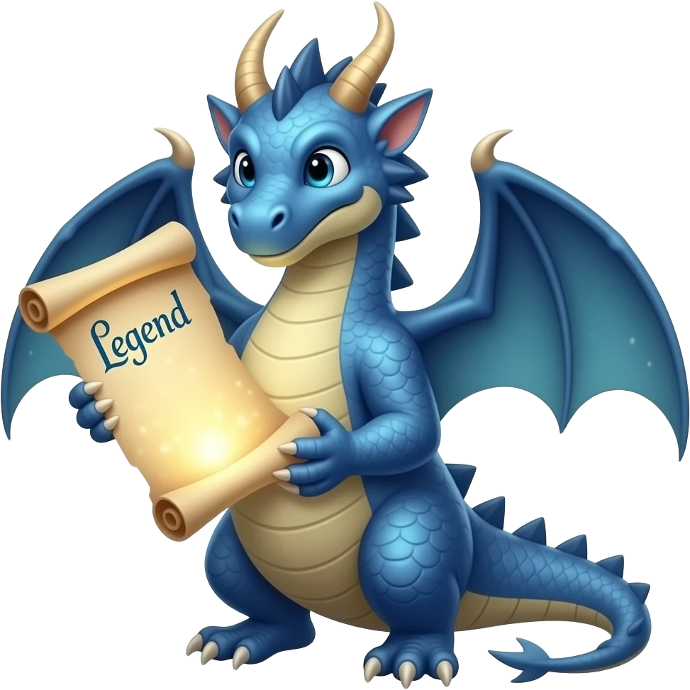 Blue dragon holding LegenD emoji
