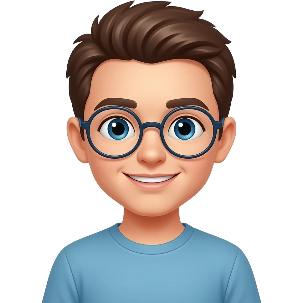 Novita. Novi es. Un niño. Con. Espejuelos.  Redondos emoji