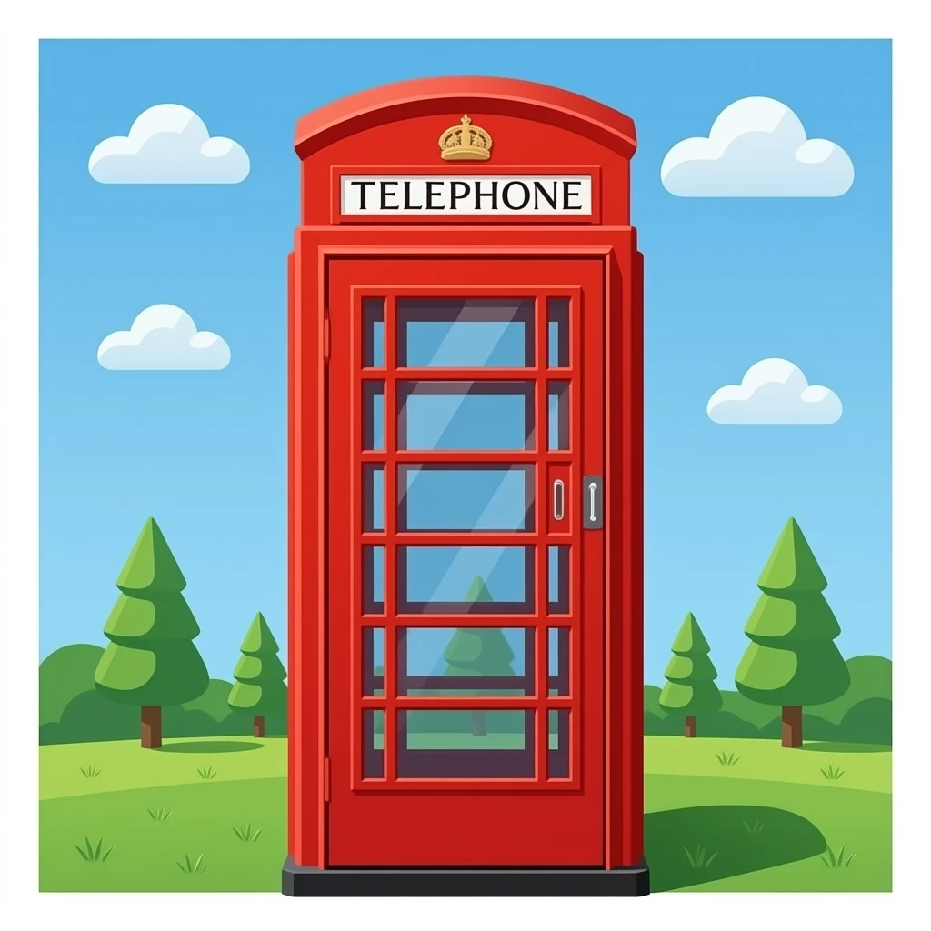 Iconic London telephone box in bright red with subtle blue and white details emoji
