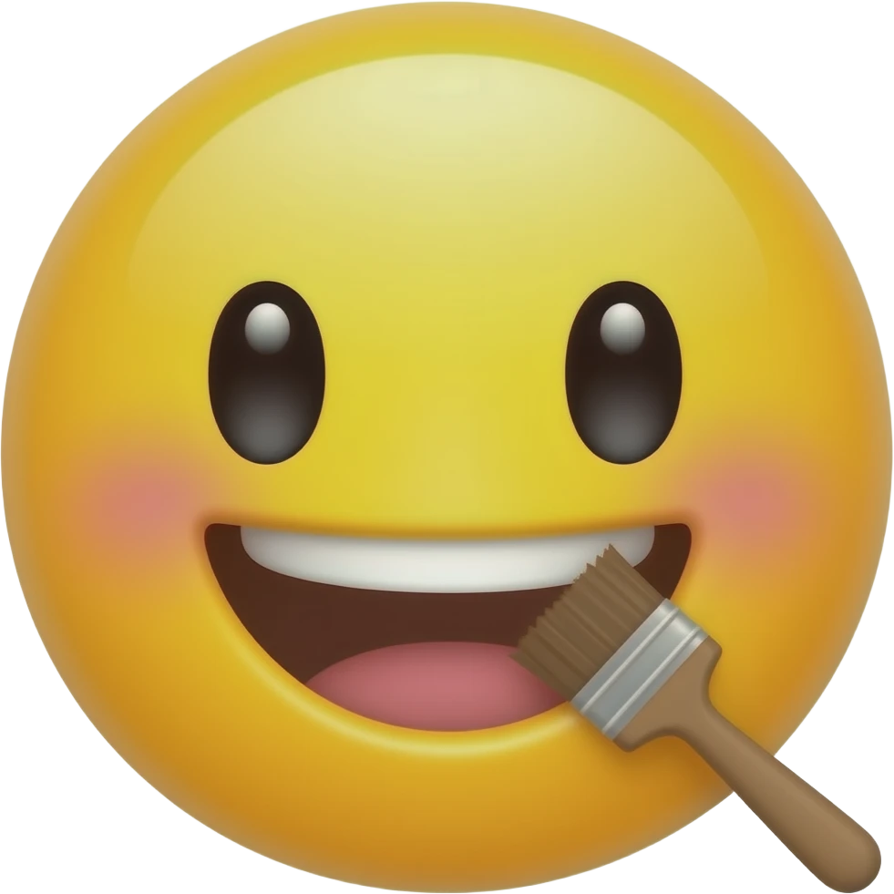 art cute smiley happy funny kawaii paint brush emoji