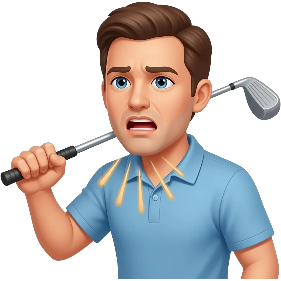 Man choking holding golf club emoji