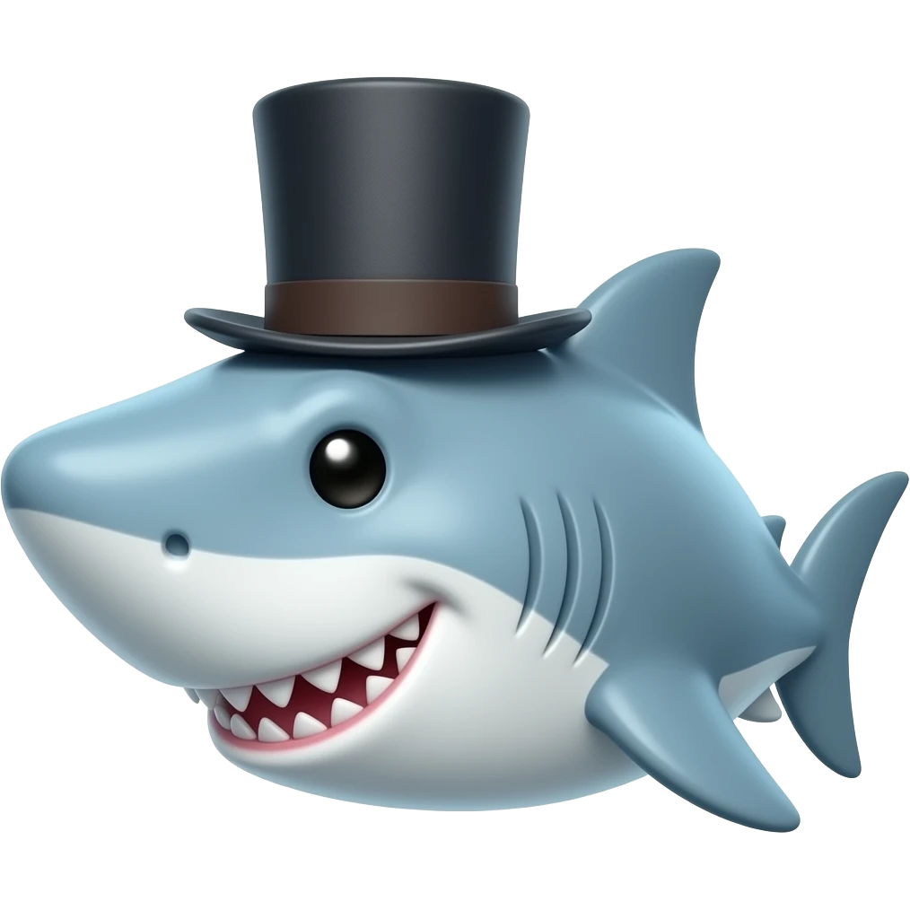 Shark with a top hat emoji