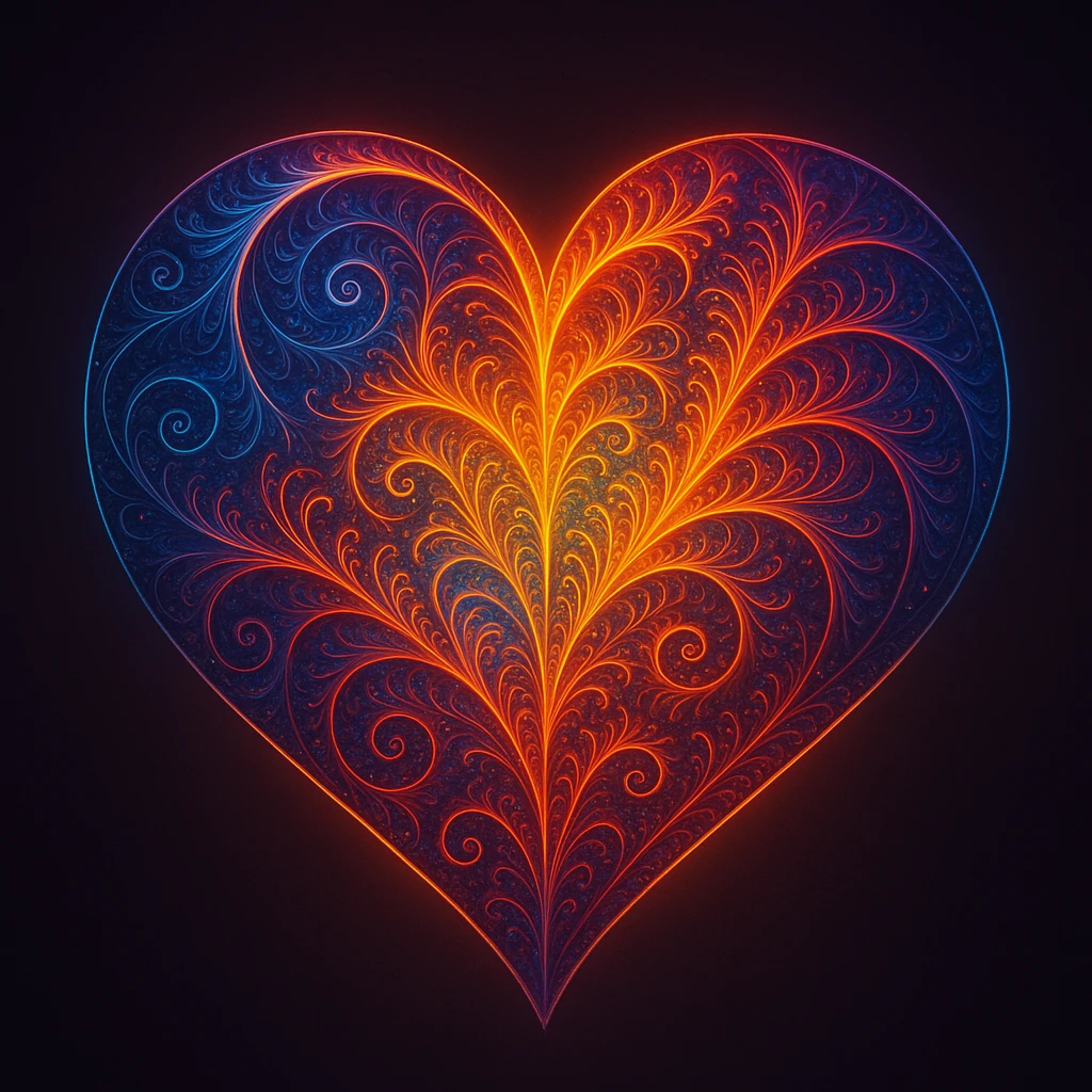heart with a fractal pattern, digital illustration emoji