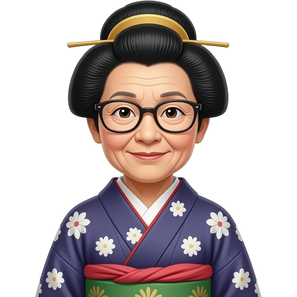 feudal Japan woman wearing glasses old women inspector emoji