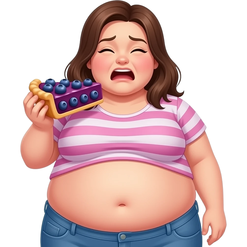 Girl got hugely fat after eating a magical inflation blueberry pie,then her giant stomach groans saying I am so full,some soft tickles for that cute bellybutton. emoji