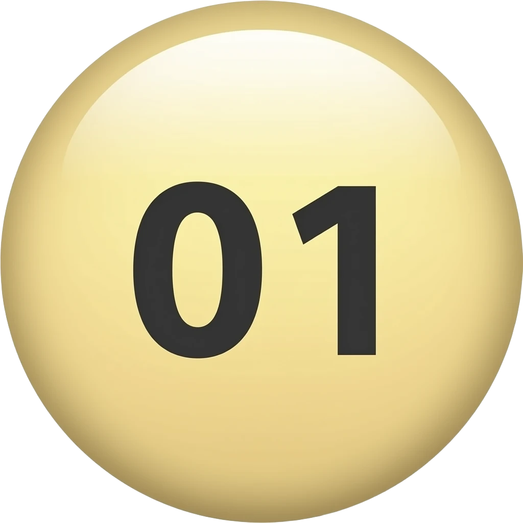 '01' 써있는 동그라미 글씨색은 검정, 배경색은 '#faafa8' emoji