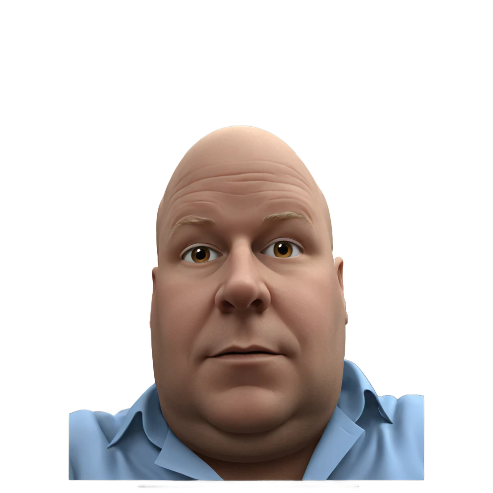 bald doctor portrait looking at viewer emoji