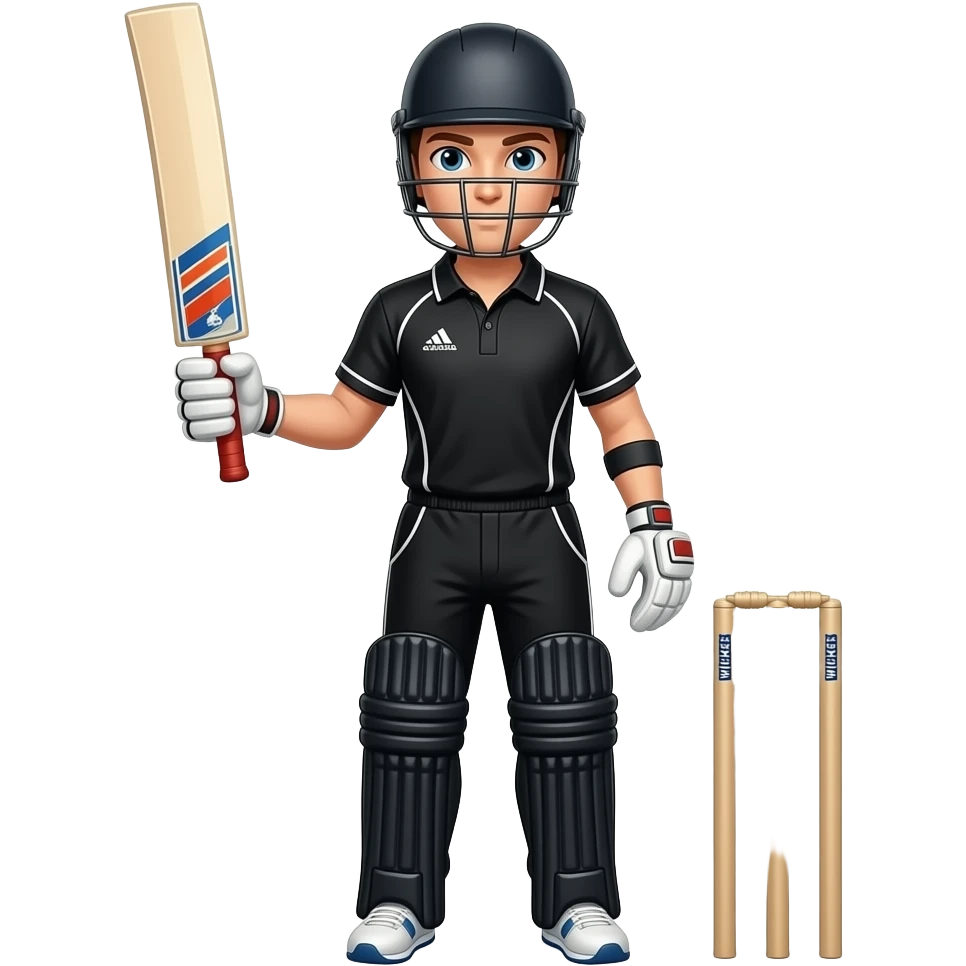 wicket keeper in squad pose in black dress jersy No need wickets emoji