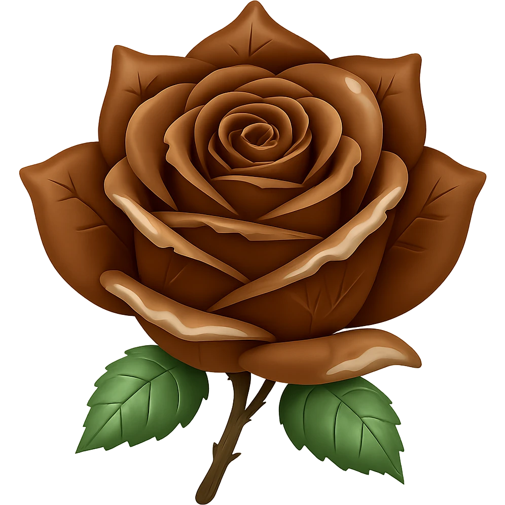 Make the ice rose brown in the style of emoji, keeping the emoji style look, with no background. emoji