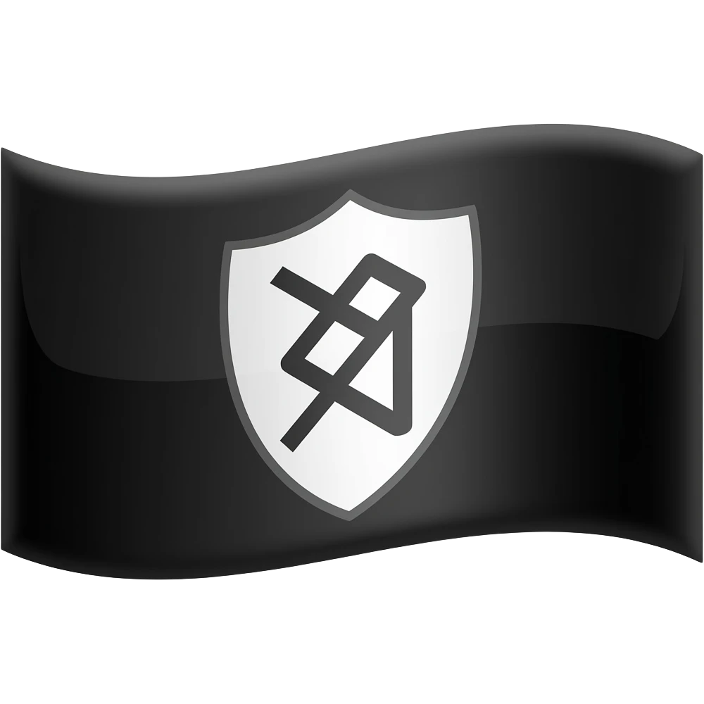 Make a black flag with a white shield in the middle with two Sig runes inside emoji