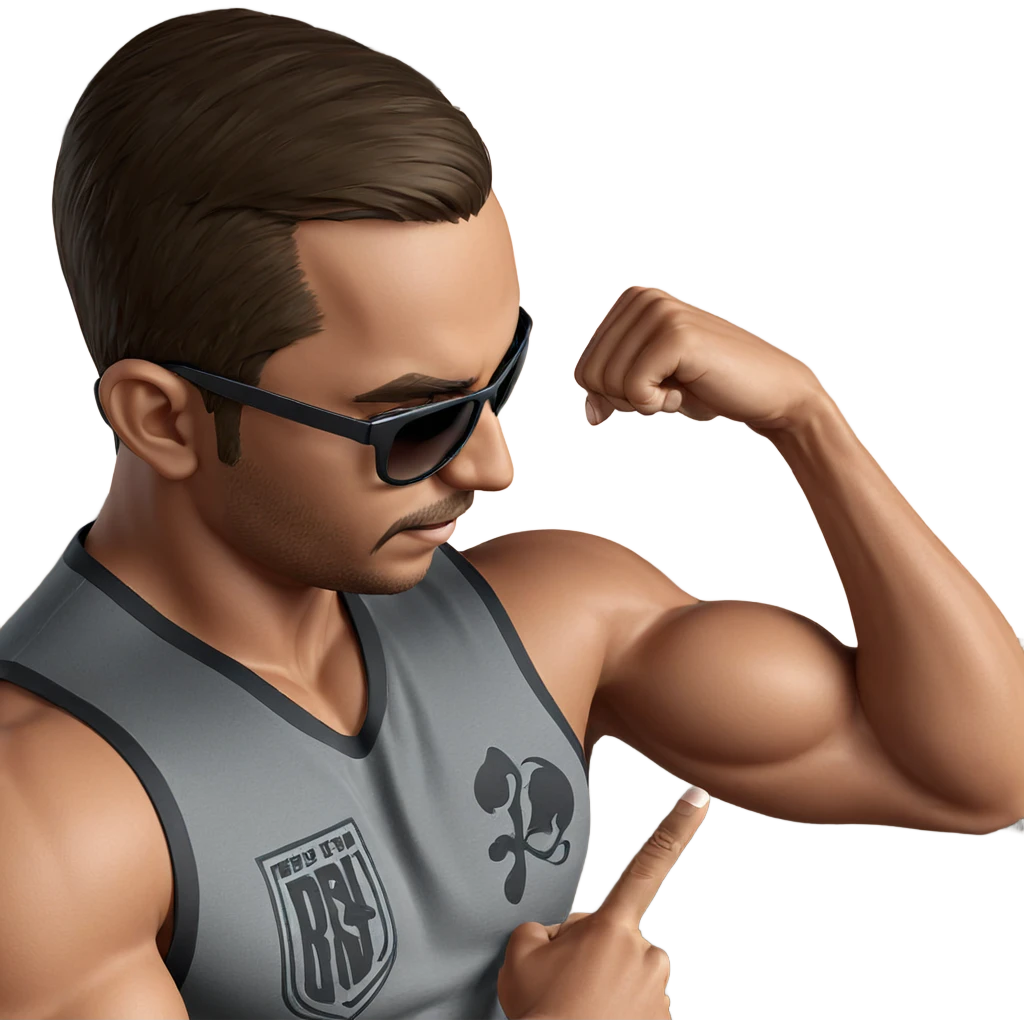 muscular guy in sunglasses emoji