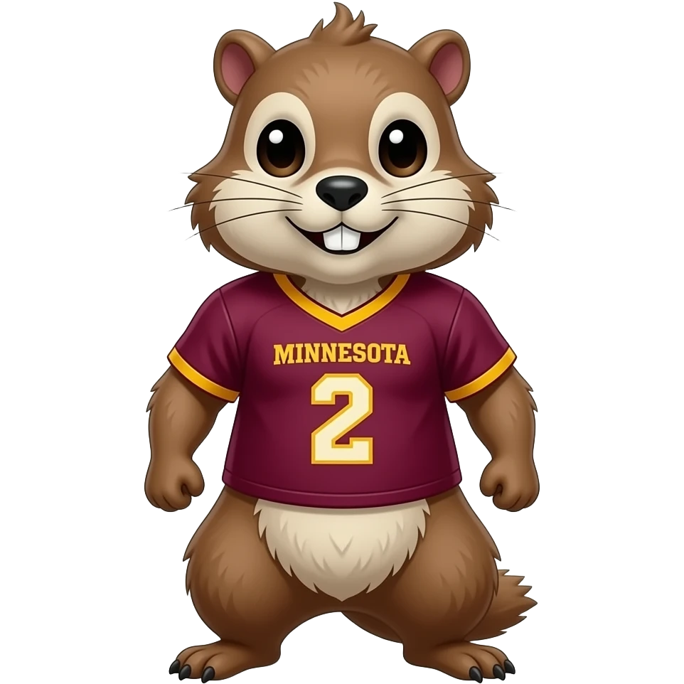gopher wearing a minnesota college  jersey number 2 in maroon and th gopher looks tuff emoji