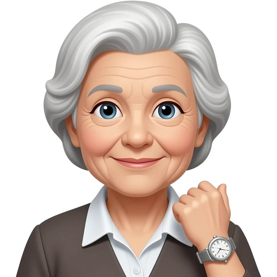 old lady with watch closeup emoji