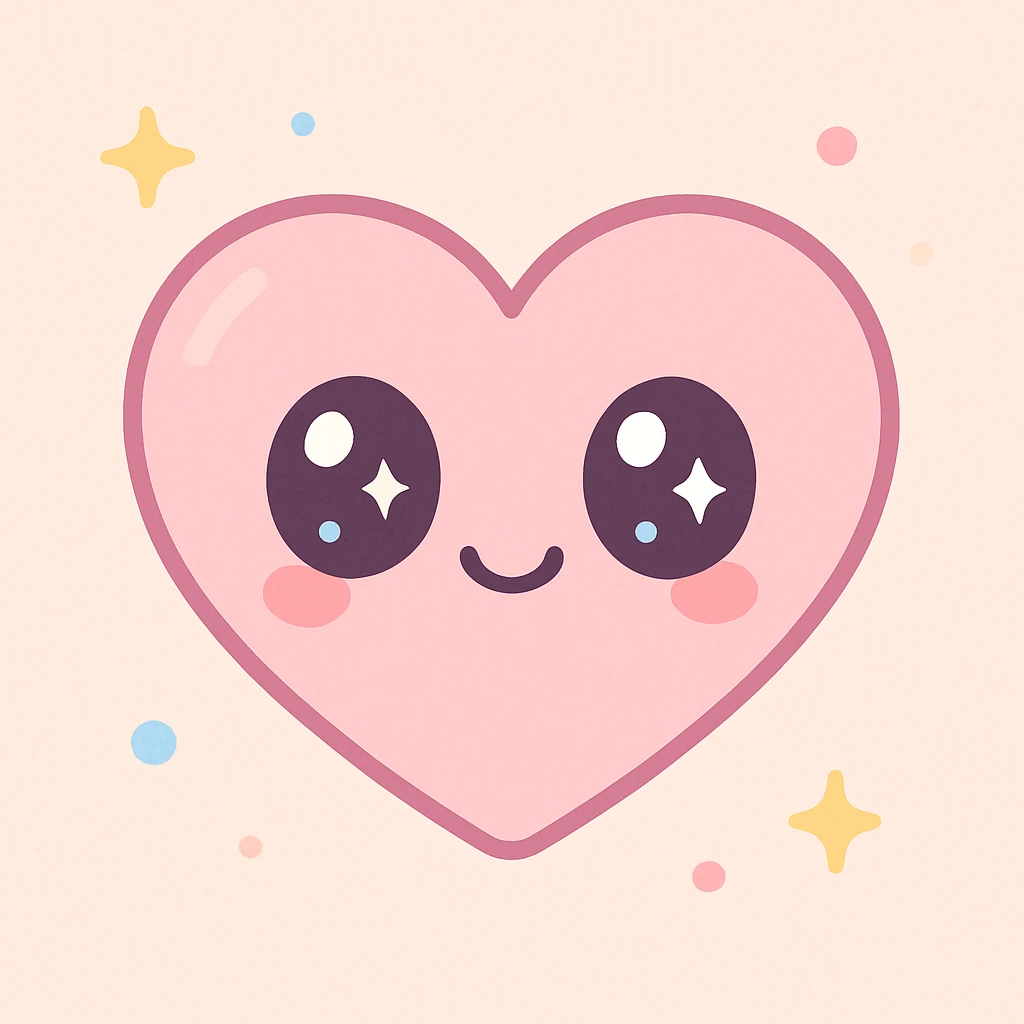 heart symbol, kawaii style, cute, adorable, pastel colors emoji