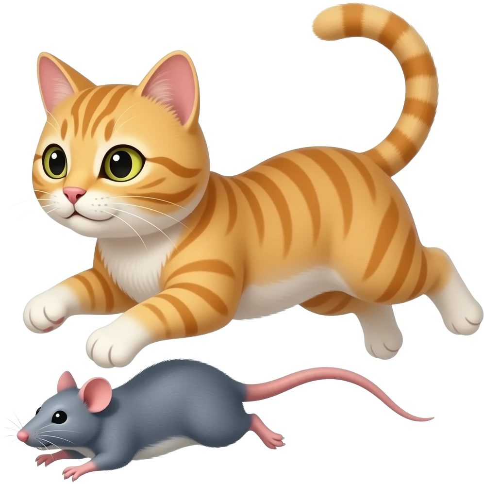 A cat chasing a rat emoji