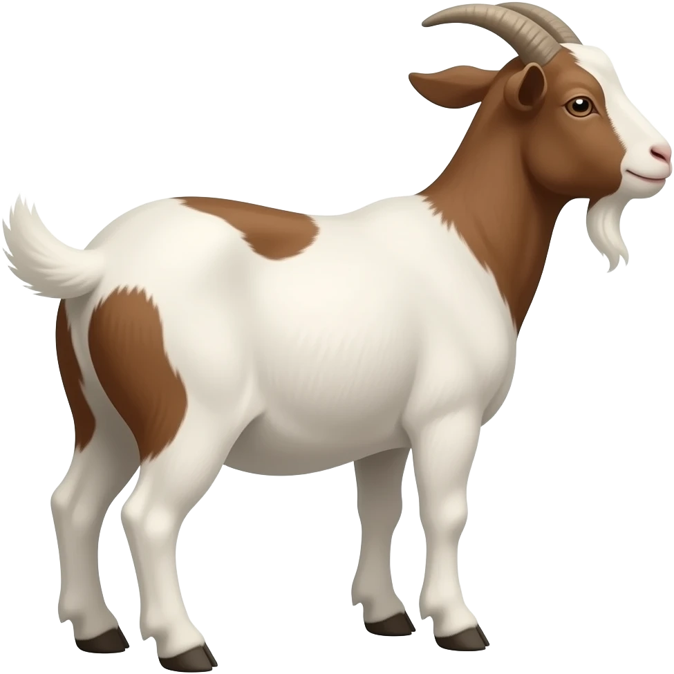 Hazme 1 cabra de tono blanco y marrón. Tiene que estar de espaldas. emoji