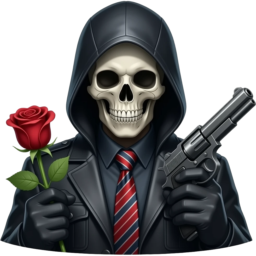 Rose gun skull dark stalker emoji