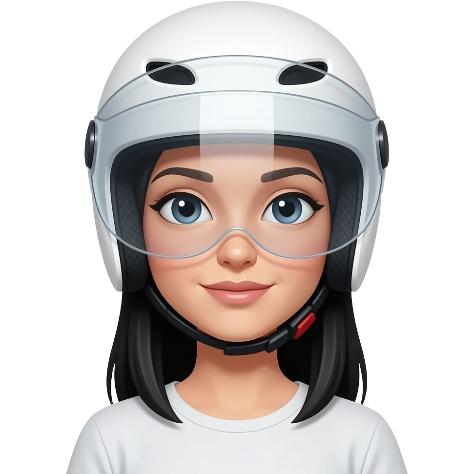 Mujer con casco blanco y pelo negro emoji