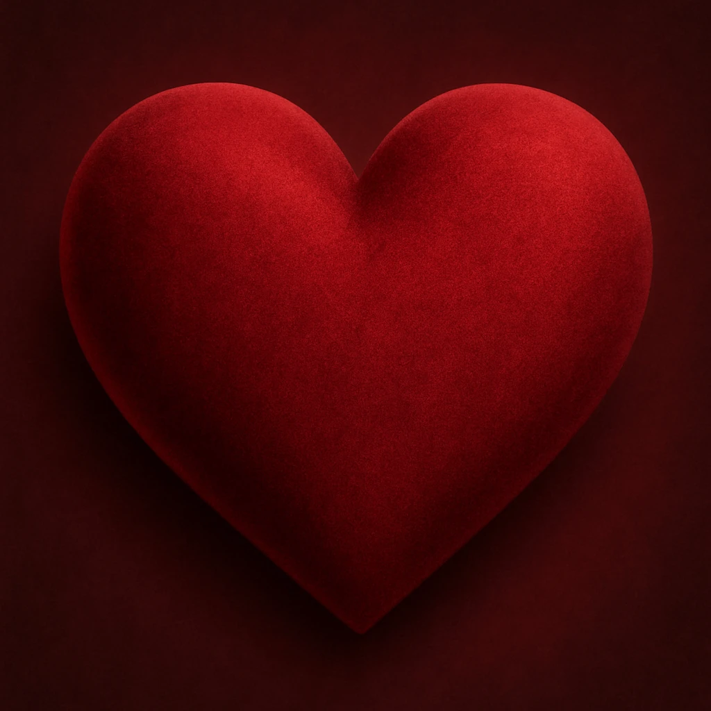 heart with a velvet matte finish, digital illustration emoji