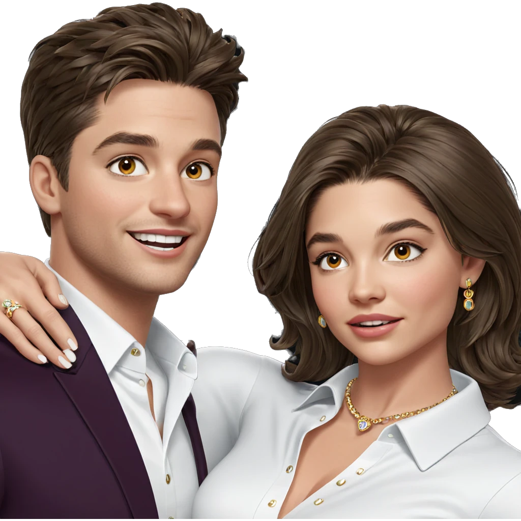 smiling couple with jewelry emoji