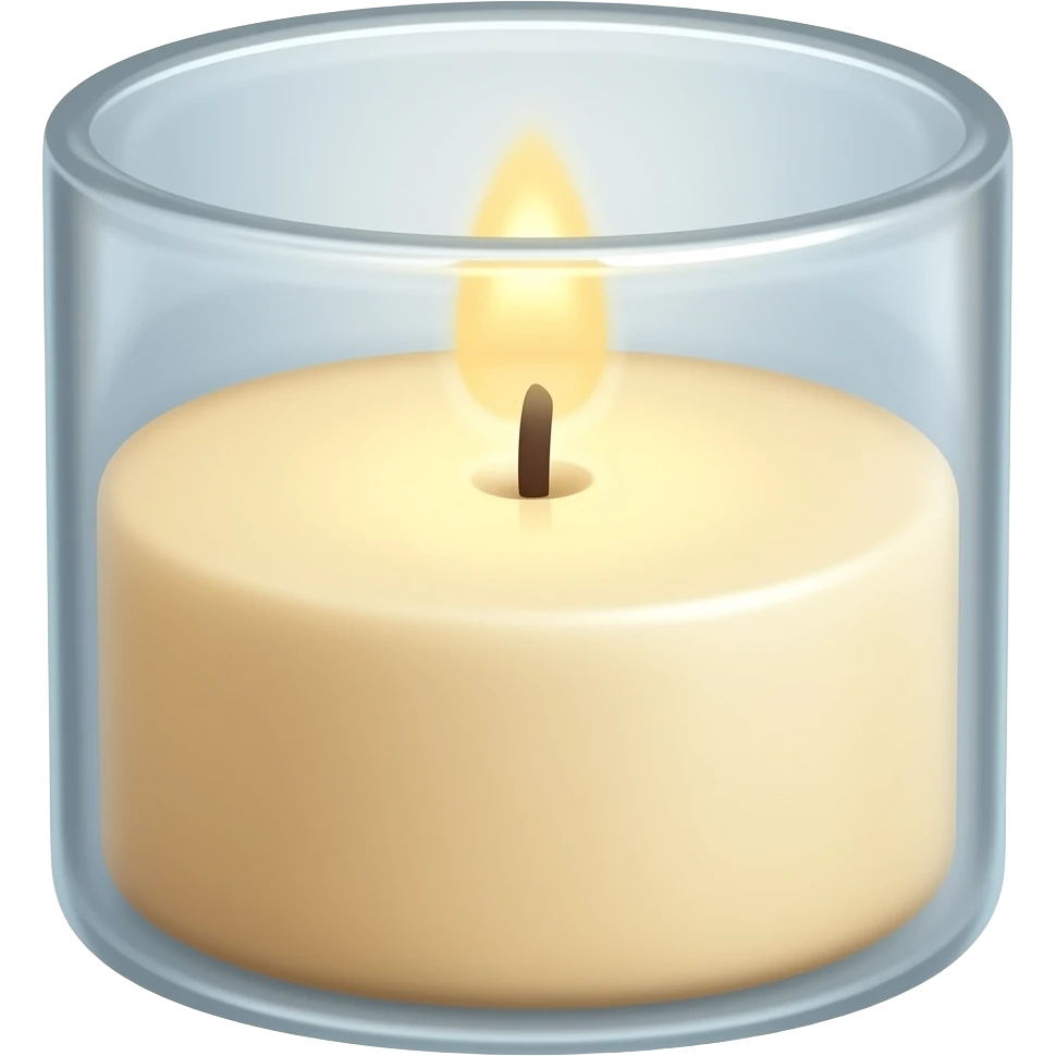 Crée 1 emoji iOS 18 représentant un univers cosy et esthétique de créatrice.Éléments : bougie. l'ensemble est isolée sur un fond blanc. emoji
