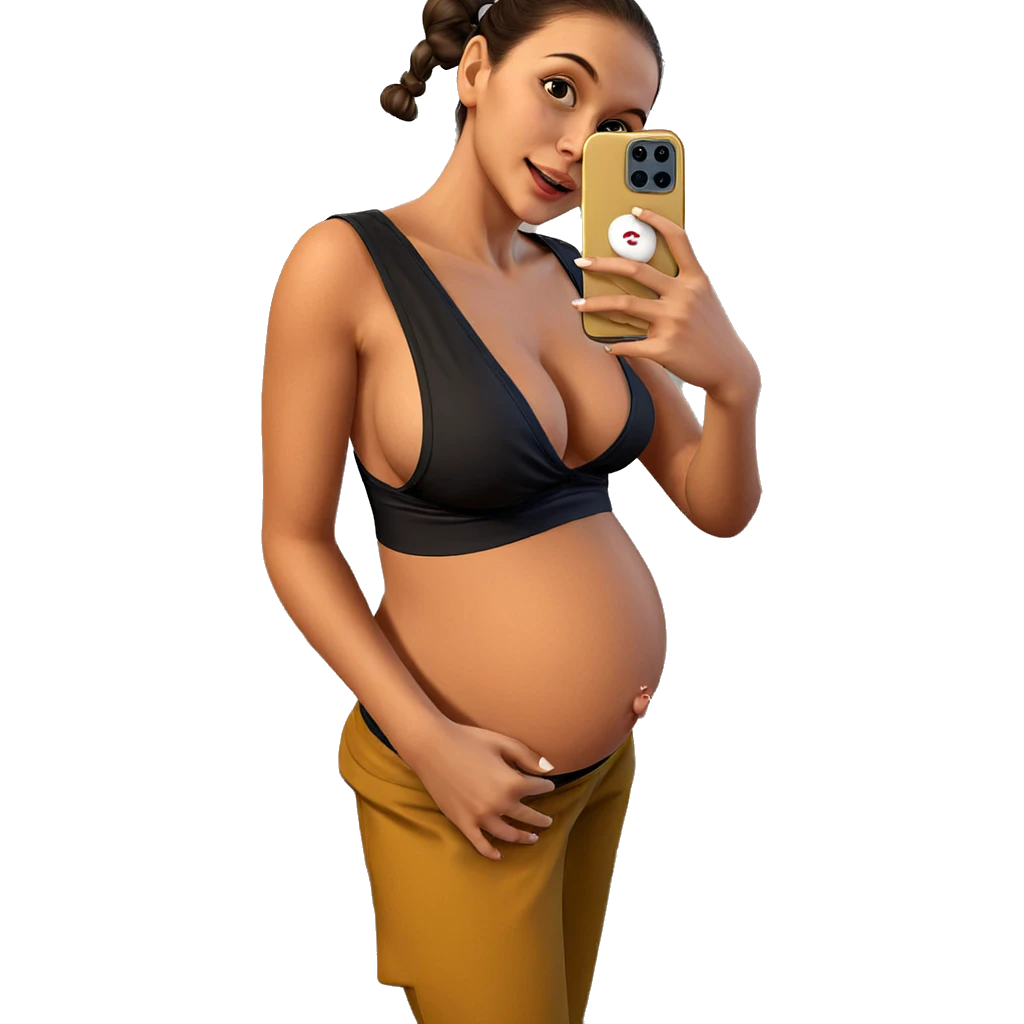 pregnant girl taking selfie emoji