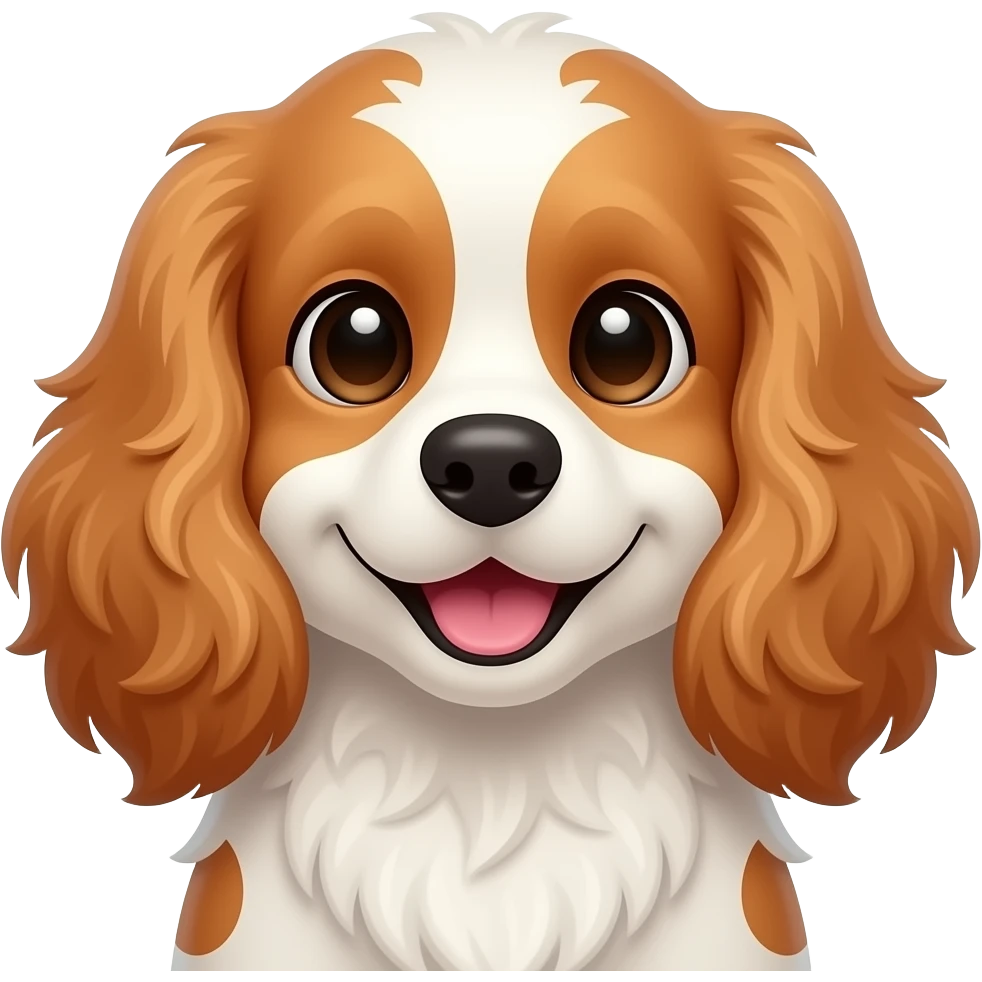 White and ginger cocker spaniel curly ears very cute and happy face emoji