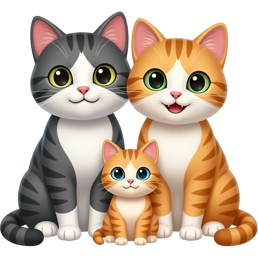 two happy proud cat parents with a cat baby emoji