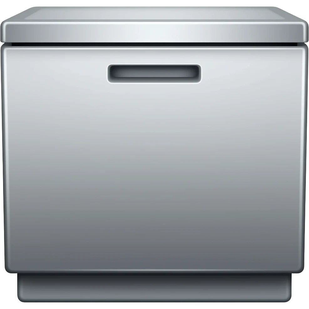 A flat and simplified dishwasher is facing forward. emoji