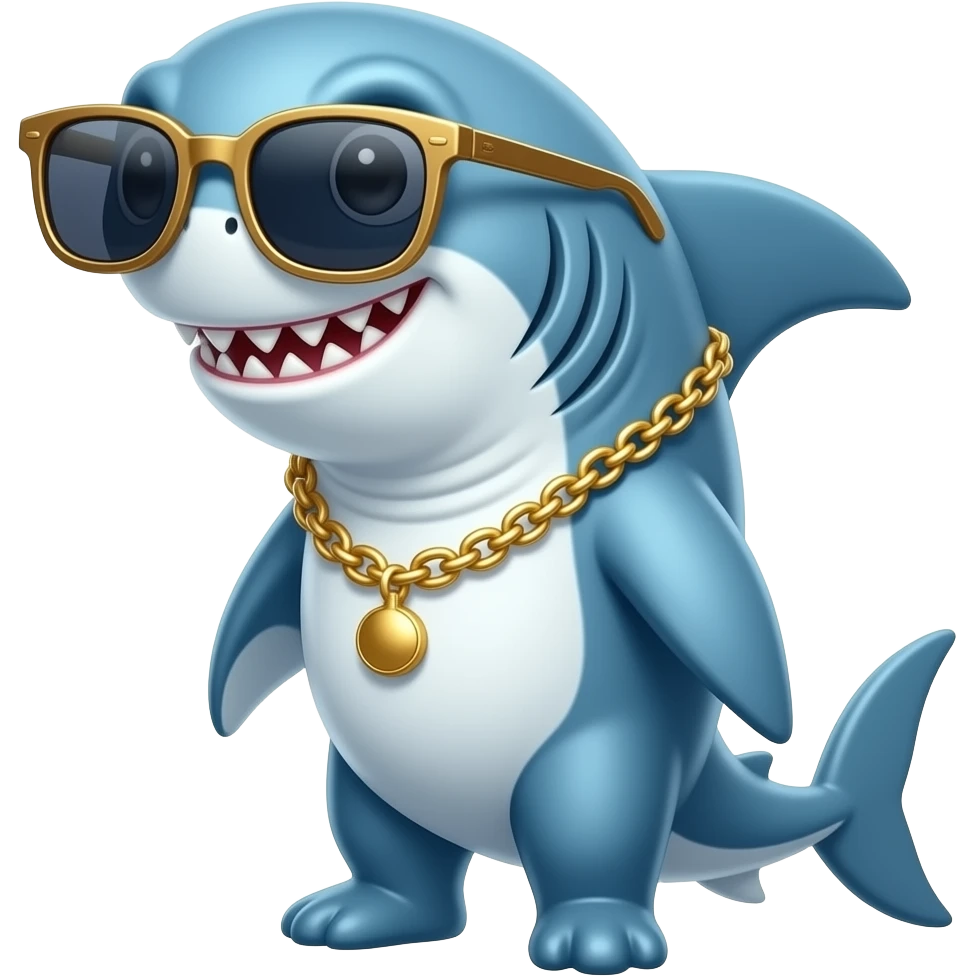 shark with sunglasses and gold chain emoji