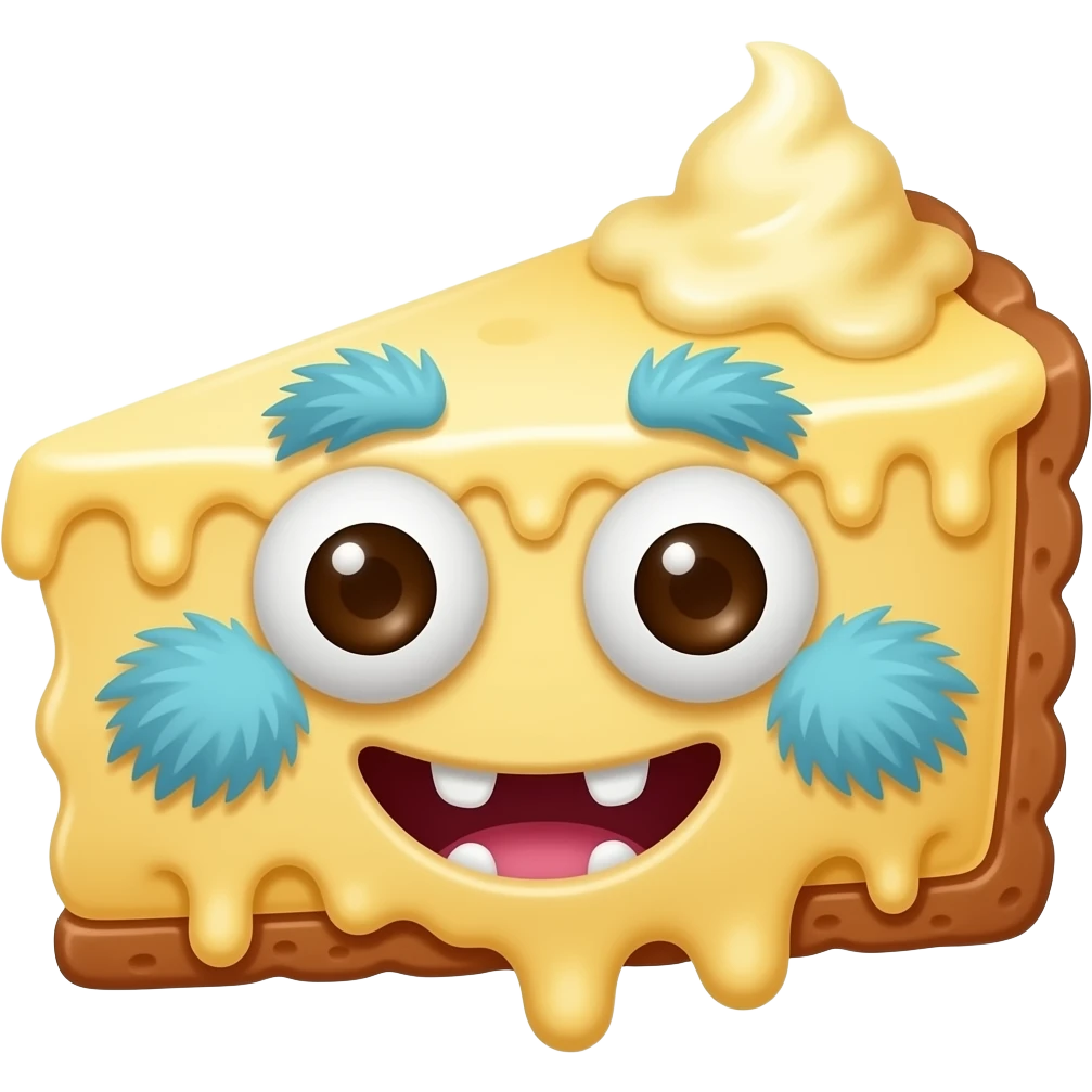 Boyfriend as a cheesecake monster similar to a cookie monster emoji