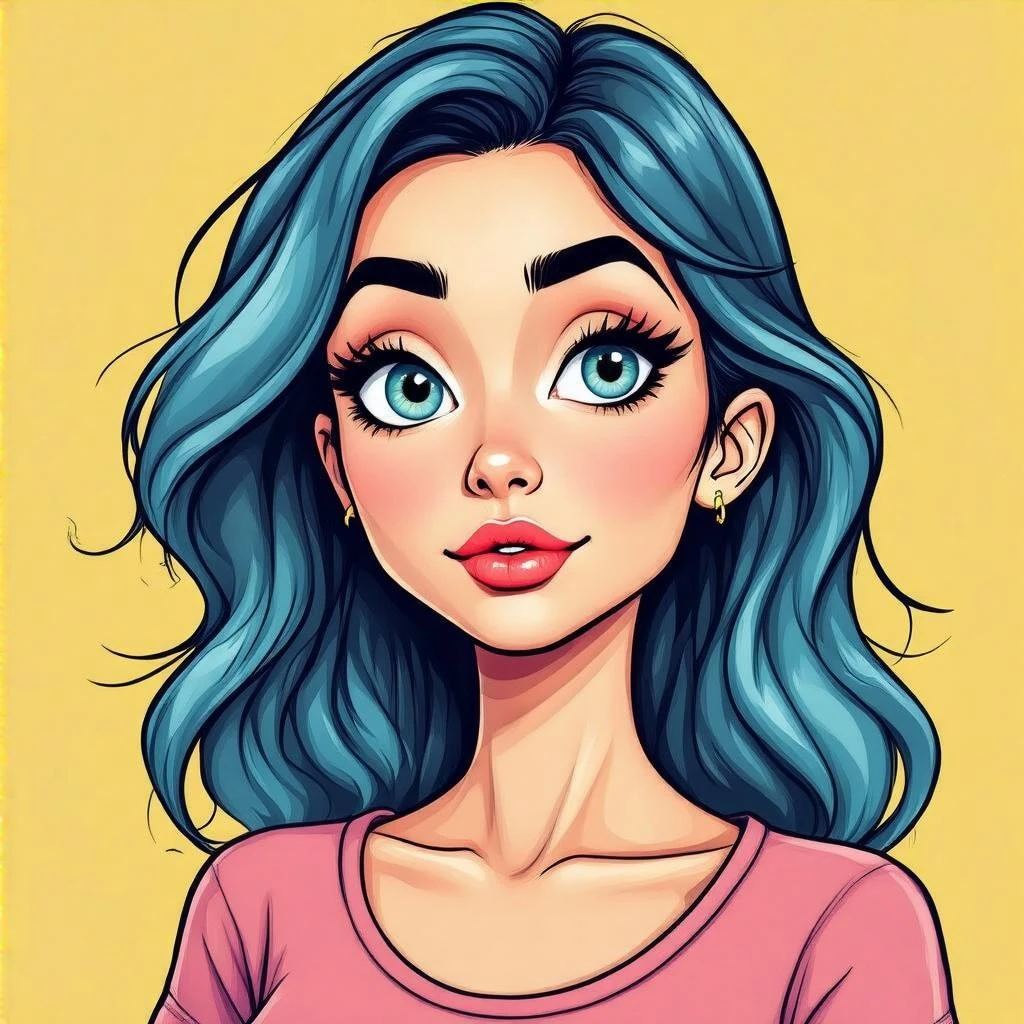 a womanwith very thin eyebrows (cartoon colourful style) emoji