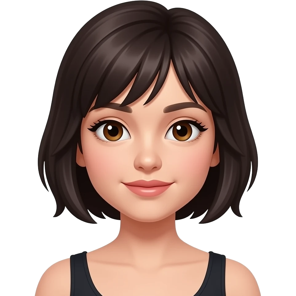 chica de cabello oscuro y corto, sin accesorios, ojos cafes maquillandose con pestañina de pestañas emoji