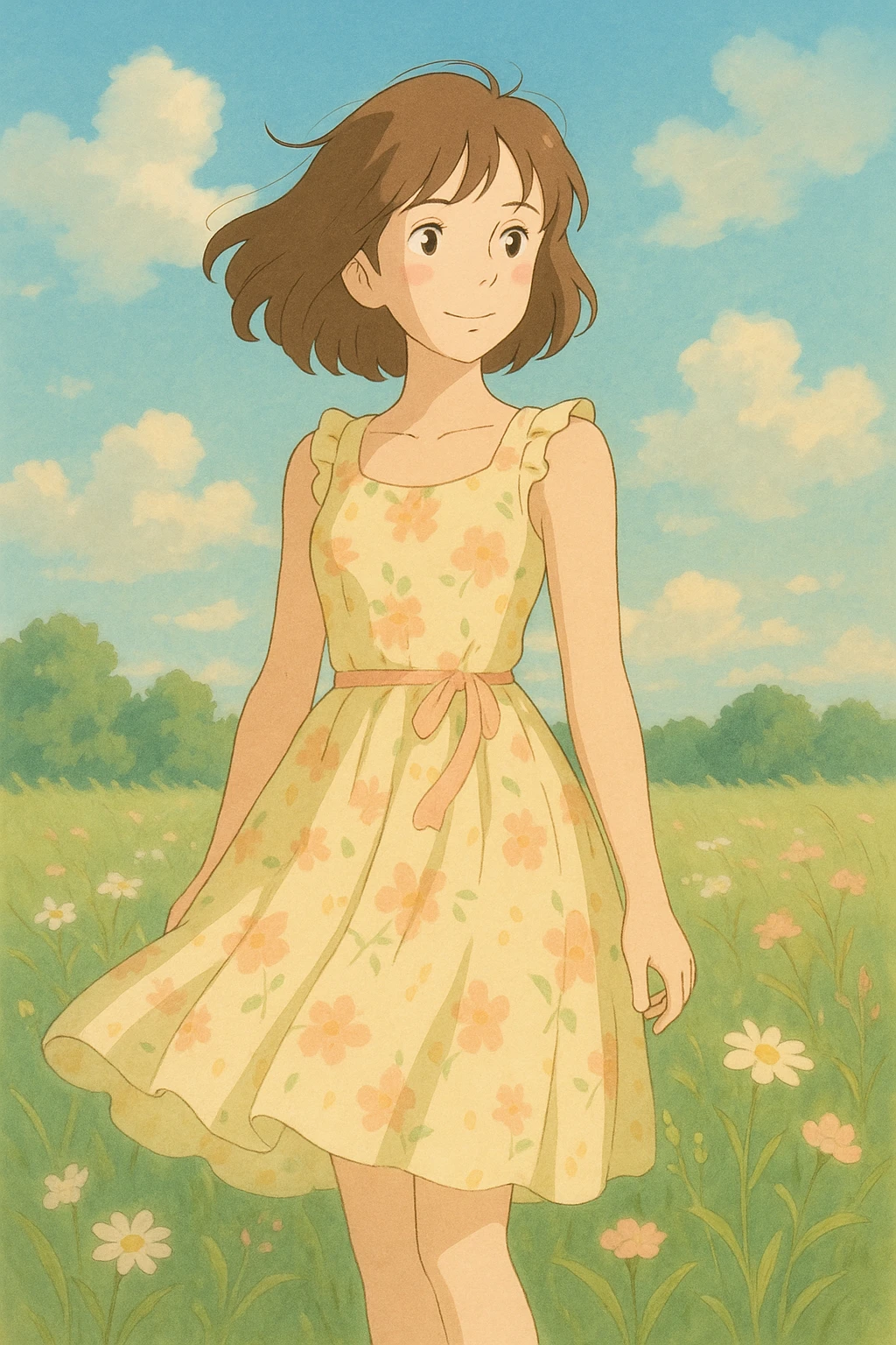pretty summer dress, soft colors, gentle lighting emoji