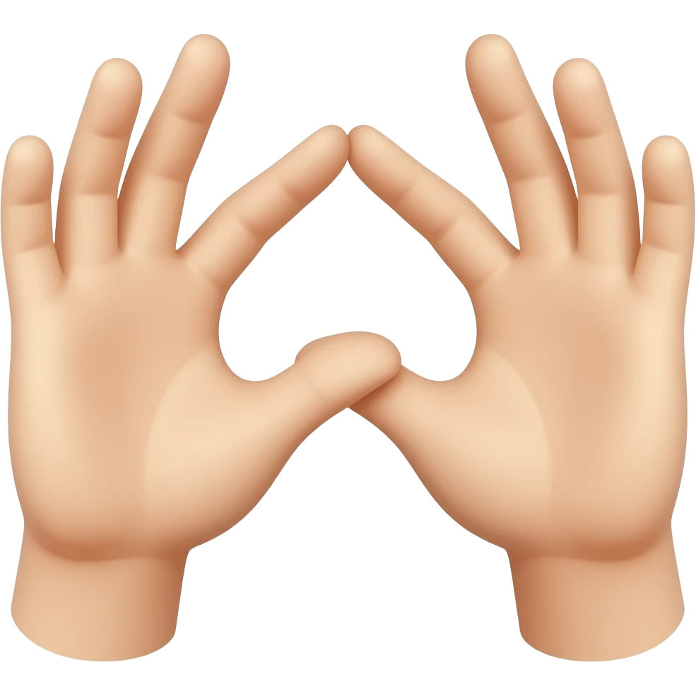 Can you please create a small "hands" emoji for me, representing two palms outstretched, with the forefingers and thumbs touching so as to form a triangle? Thanks :-) emoji
