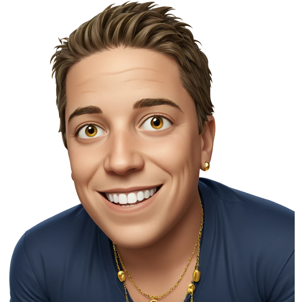 smiling boy with necklace indoors emoji