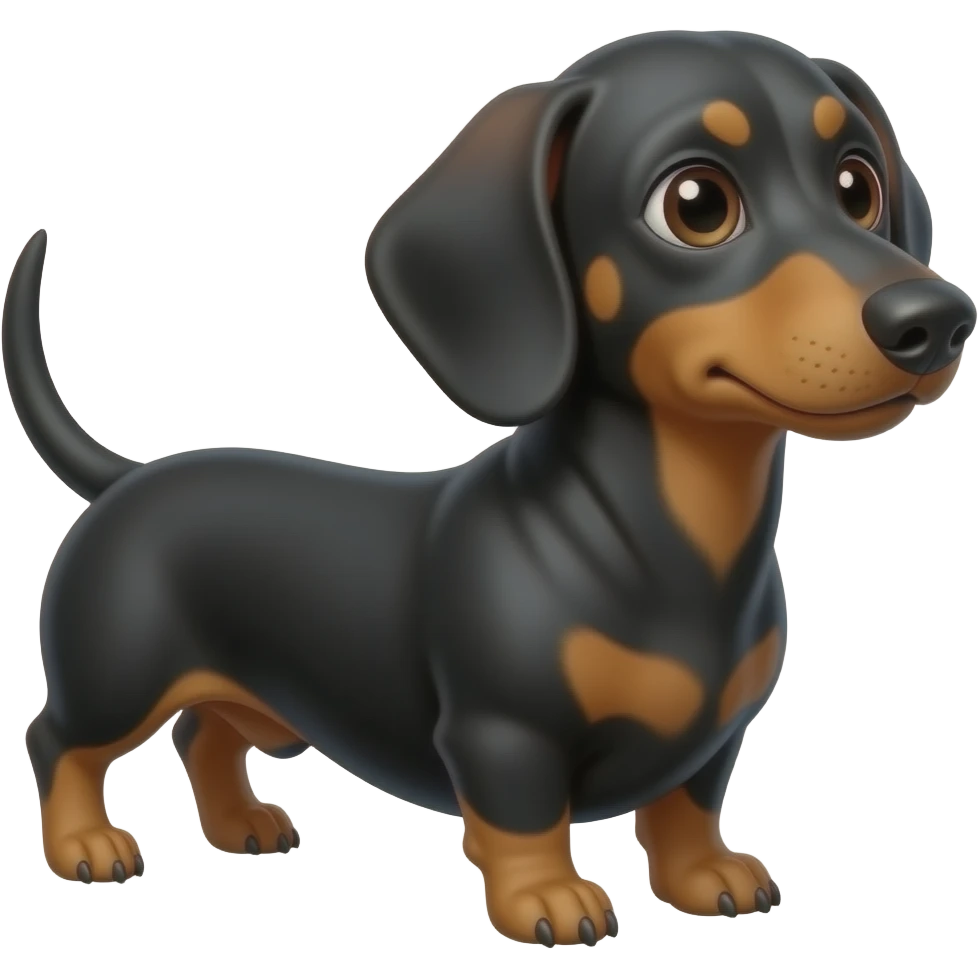 surprised dachshund look to right full body black and brown emoji
