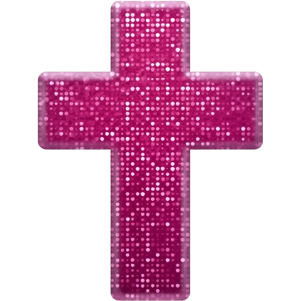 cruz sagrada cor deep pink com brilho emoji