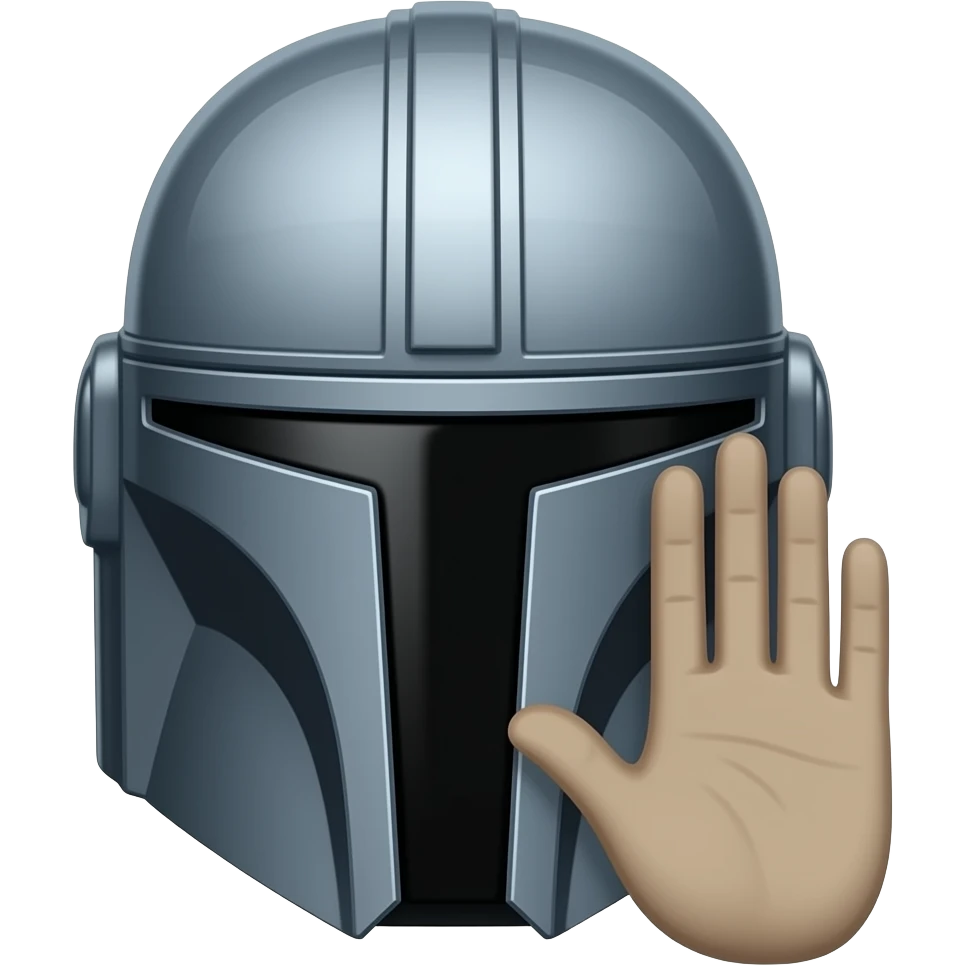 mandolorian palm to face, bowing. head emoji