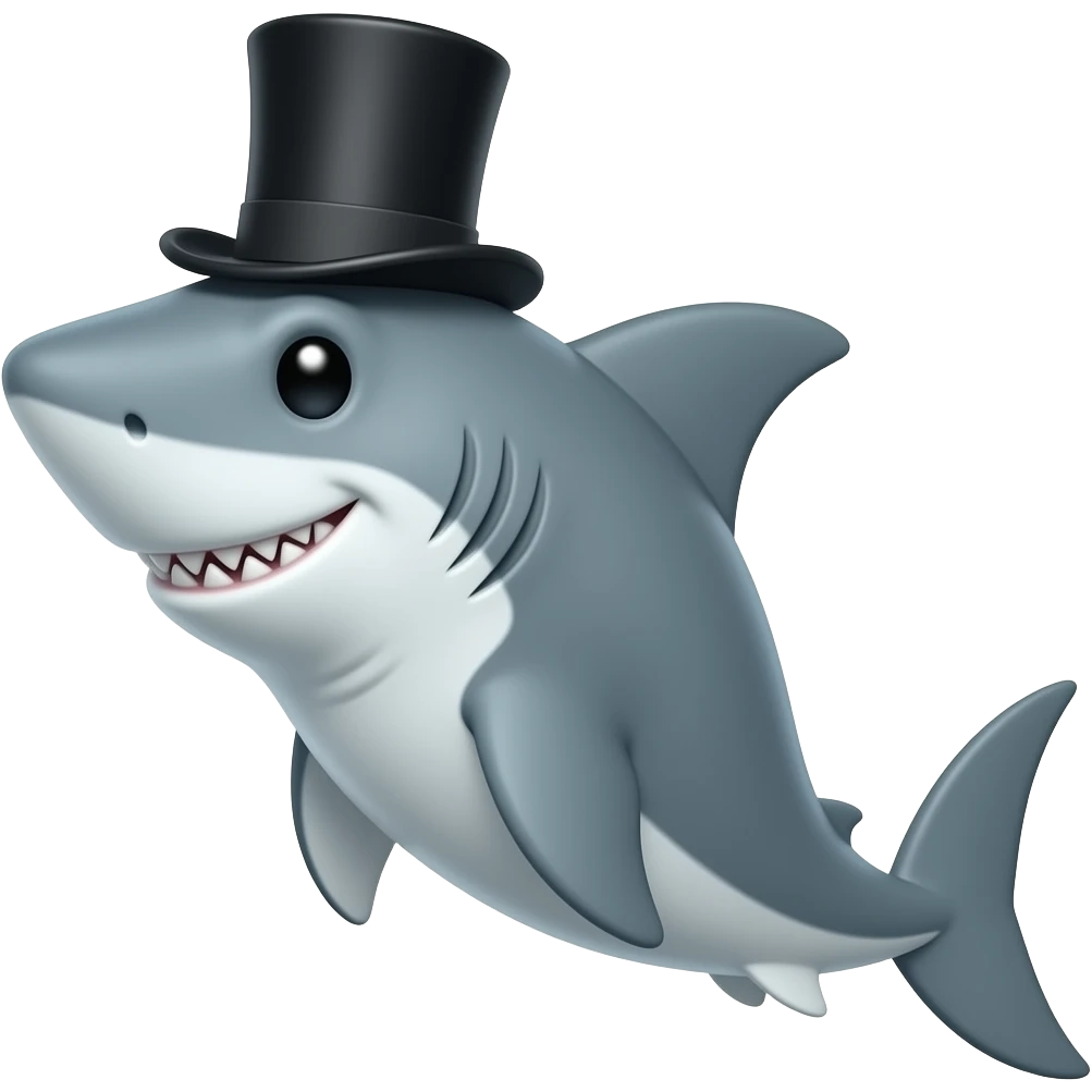 Shark with a top hat emoji