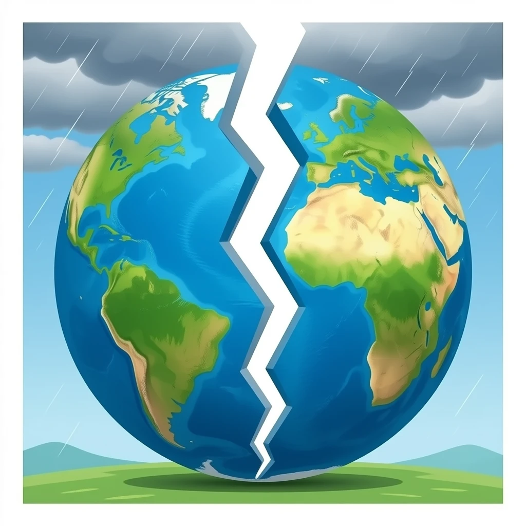 world broken in half emoji