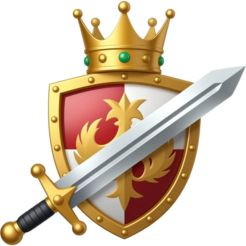 Coroa com escudo e espada emoji