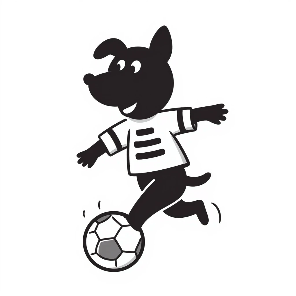 a dog playing soccer, hand drawn doodle style emoji