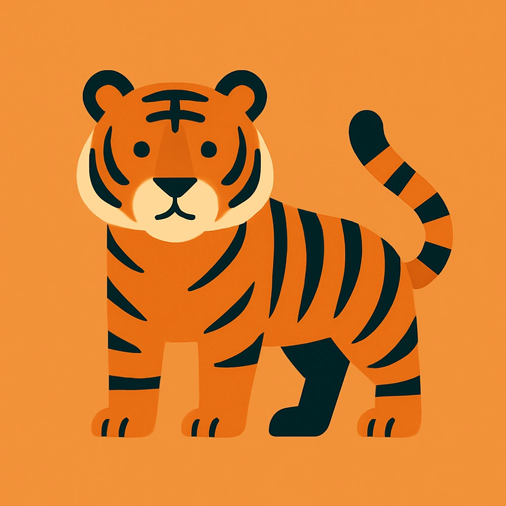 Flat design style tiger emoji