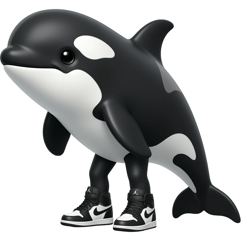 Make orca  wearing black Jordan shoes emoji