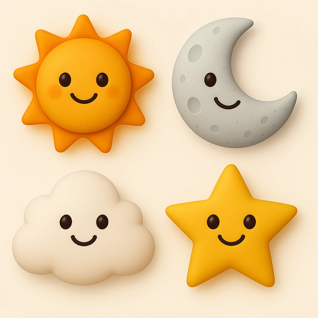 make four emojis in same style emoji