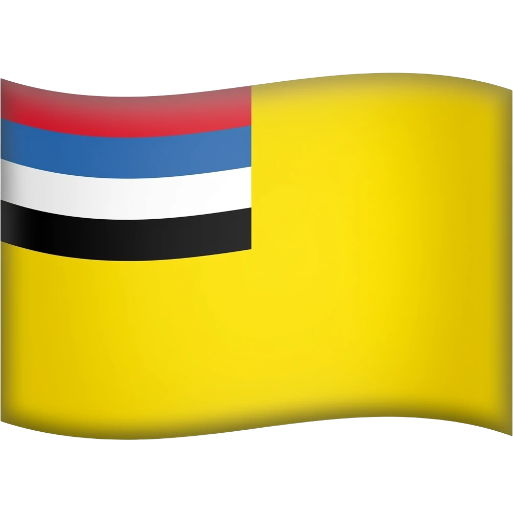 Rectangular Flag with left upper part from top to bottom red blue white black and the rest part is yellow emoji