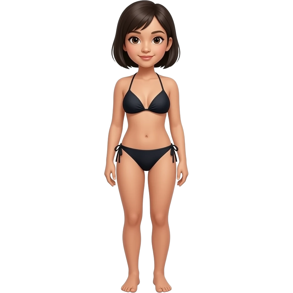 Filipino girl age 20s short hair with feet black bikini emoji