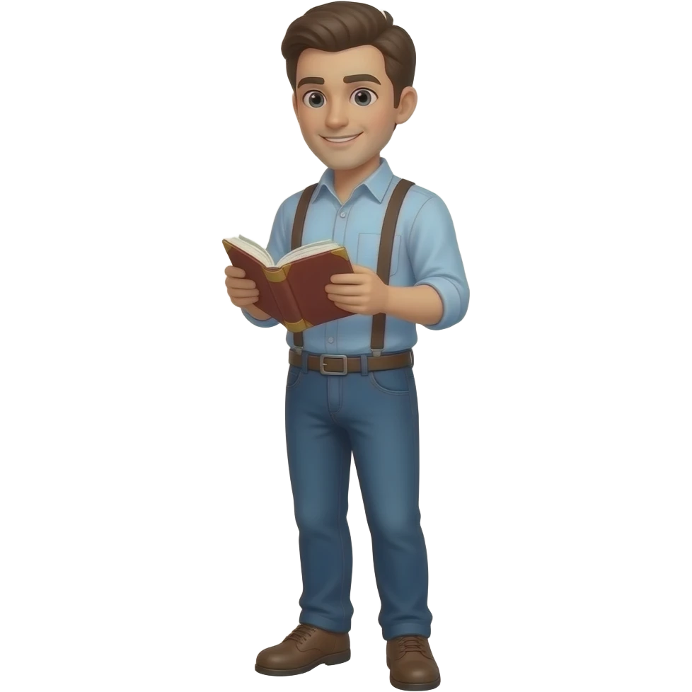 Man reading a book, full body emoji